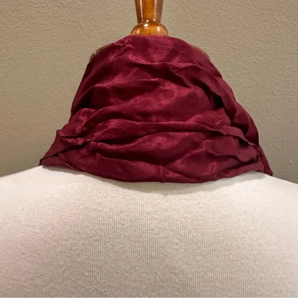 Elegant Floral Scarf in Burgundy and Blue Hydrangea Floral Silk - Picture 7 of 9